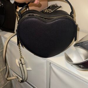 Heart-Shaped Black Crossbody Bag